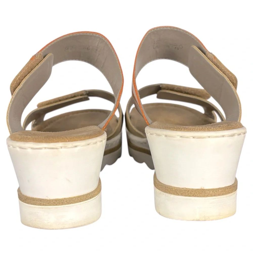 Rieker Rose Tan Velcro Strap Wedge Sandals Size 42